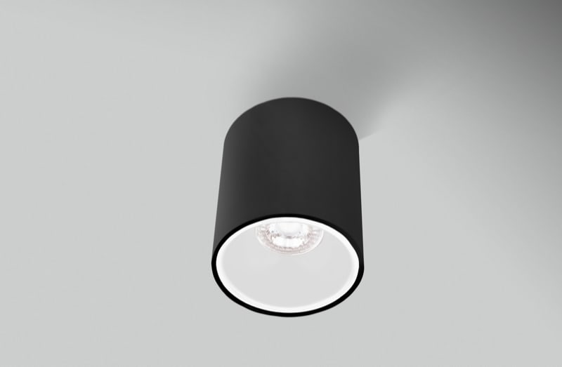 CENTURY ITALIA SRL - CUYESRNB96-GU10 PLAFONIERA LED ESSENZA ROUND NERA/BIANC