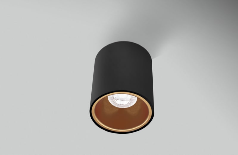 CENTURY ITALIA SRL - CUYESRNG96-GU10 PLAFONIERA LED ESSENZA ROUND NERA/GOLD