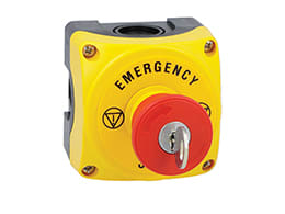 LOVATO - LOVLPZP1B5605 PULS. GIA.+40MM SG.CHIAV+1NC+EMERGEN STP