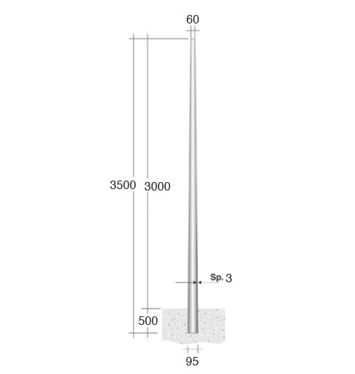 LINEA LIGHT (ILED) - ILD99166 PALO RASTREMATO SP3 HFT5MT ZINCATO