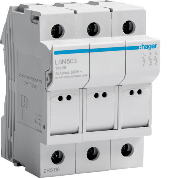 HAGER - HAGLSN503 PORTAFUSIBILE 10X38 3P 3M