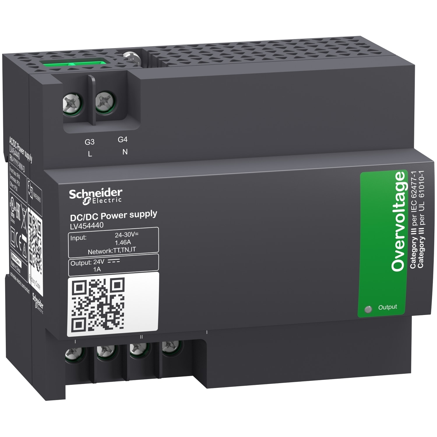 SCHNEIDER ELECTRIC - SNRLV454440 modulo di alimentazione esterno, tensione di ingresso da 24 V CC a 30 V CC, tensione di uscita 24 V CC, corrente di uscita 1 A