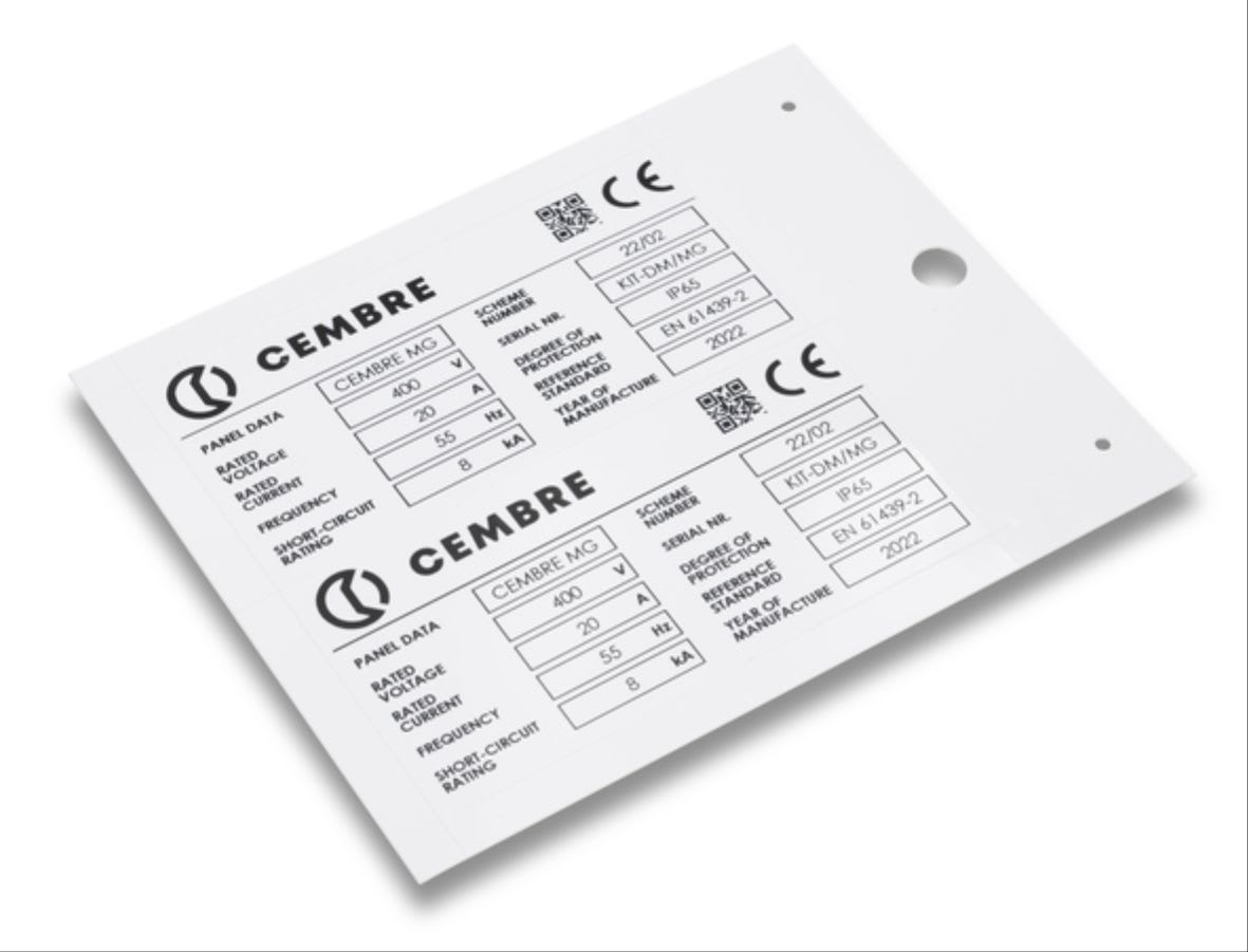 CEMBRE SPA - CEM48928-HF TARGA MG-VRT-R BIANCO 102X138 HALOGEN FR