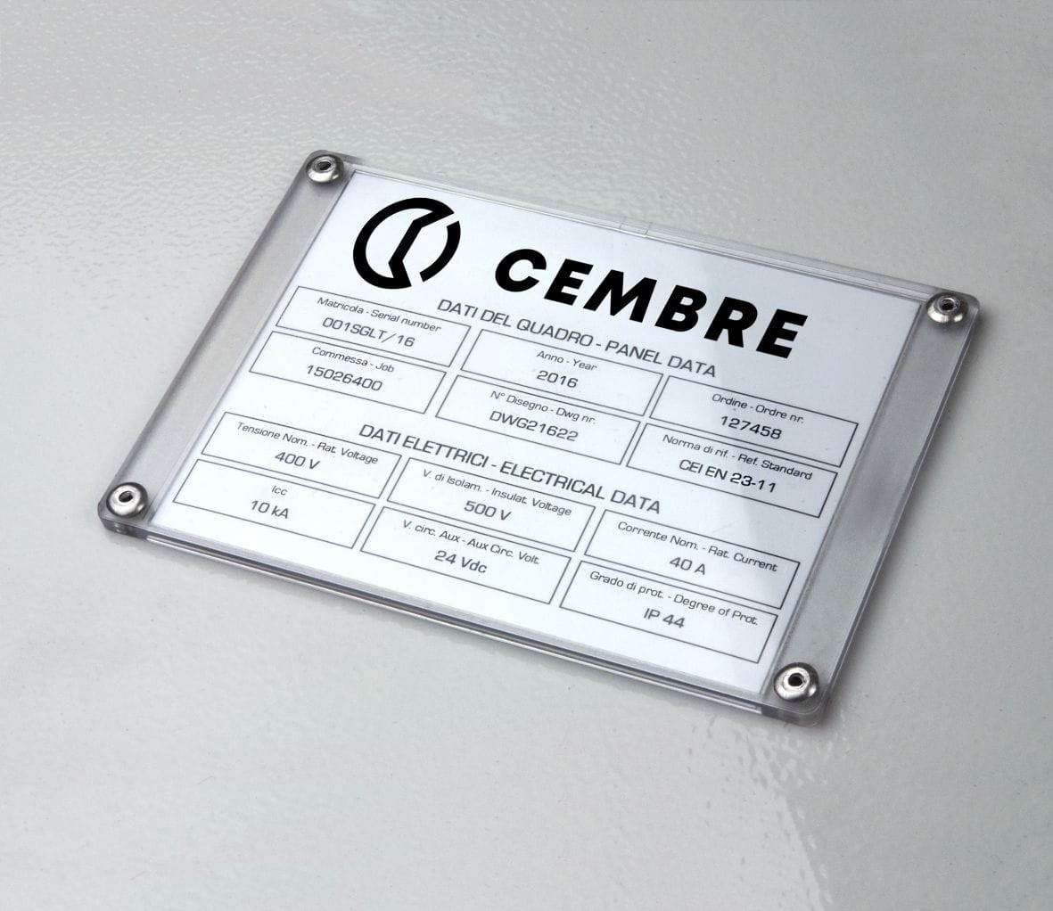 CEMBRE SPA - CEM48402 TARGA QUADRO MG-VRT-R GIALLA IN PVC 62X8
