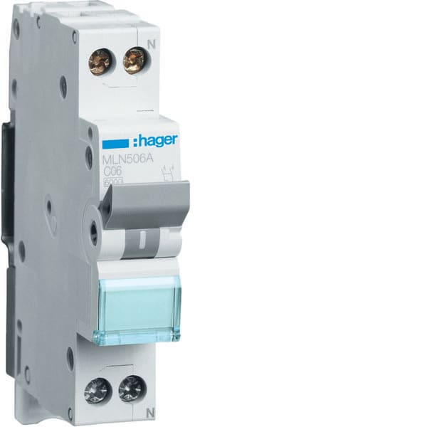 HAGER - HAGMLN506A INTERR. AUTOM.1P+N 6A 6 KA C 1M