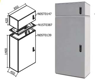 OEC SRL - OECN0ST0162/W ARMADIO 850X1400X450 + SOPRAL. NO/SERRAT