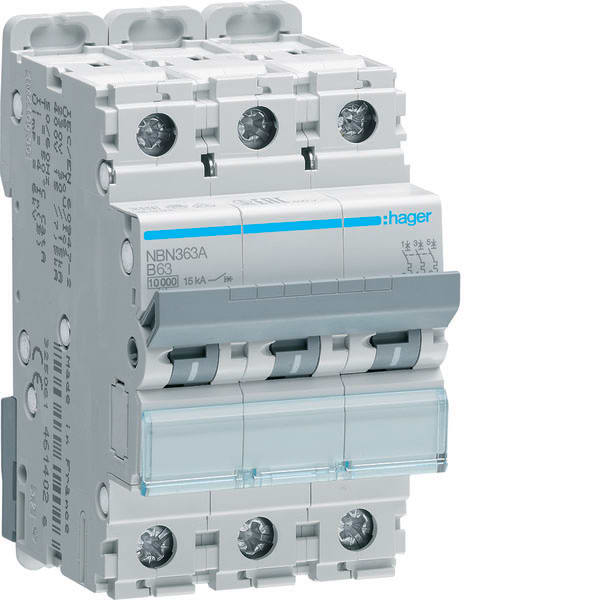 HAGER - HAGNBN363A INTERR. AUTOM. 3P 63A 10KA B 3M