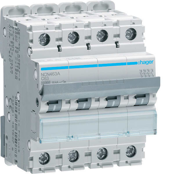HAGER - HAGNCN463A INTERR. AUTOM. 4P 63A 10 KA C 4M