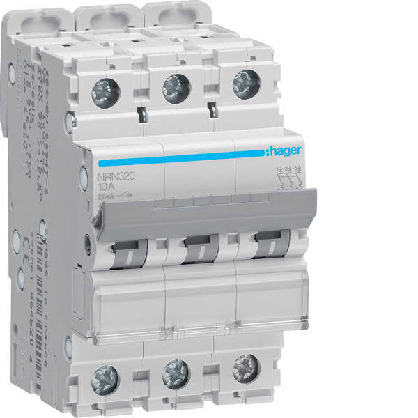 HAGER - HAGNRN320 INTERRUTTORE AUTOMATICO 3P 20A 25KA C 3
