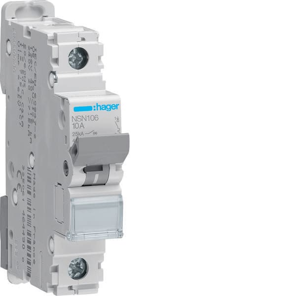 HAGER - HAGNSN106 INTERRUTTORE AUTOMATICO 1P 6A 25KA D 1