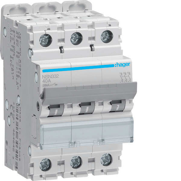 HAGER - HAGNSN332 INTERRUTTORE AUTOMATICO 3P 32A 20KA D 3