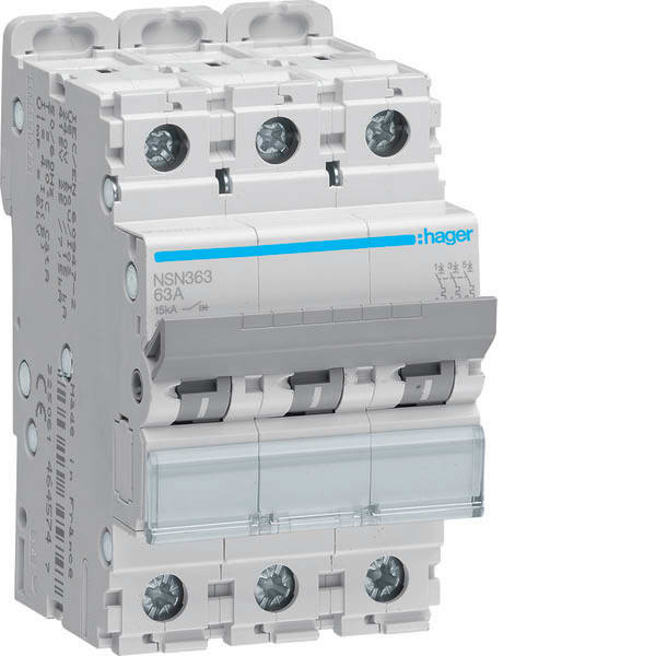 HAGER - HAGNSN363 INTERRUTTORE AUTOMATICO 3P 63A 15KA D 3
