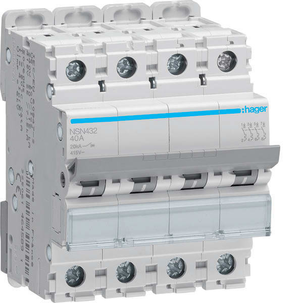 HAGER - HAGNSN432 INTERRUTTORE AUTOMATICO 4P 32A 20KA D 4