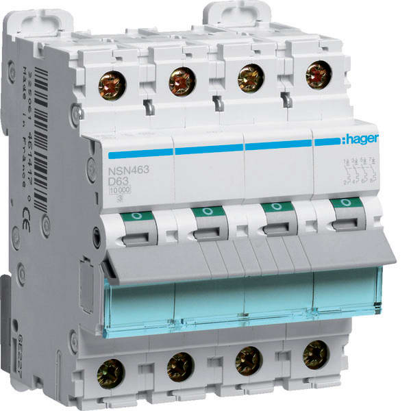 HAGER - HAGNSN463 INTERRUTTORE AUTOMATICO 4P 63A 15KA D 4
