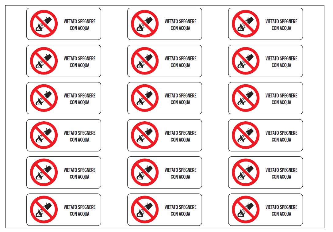 OCMEI SRL - OCM6ET2503 CF.10F ETICH VIETATO SPEGNERE ACQUA (18X