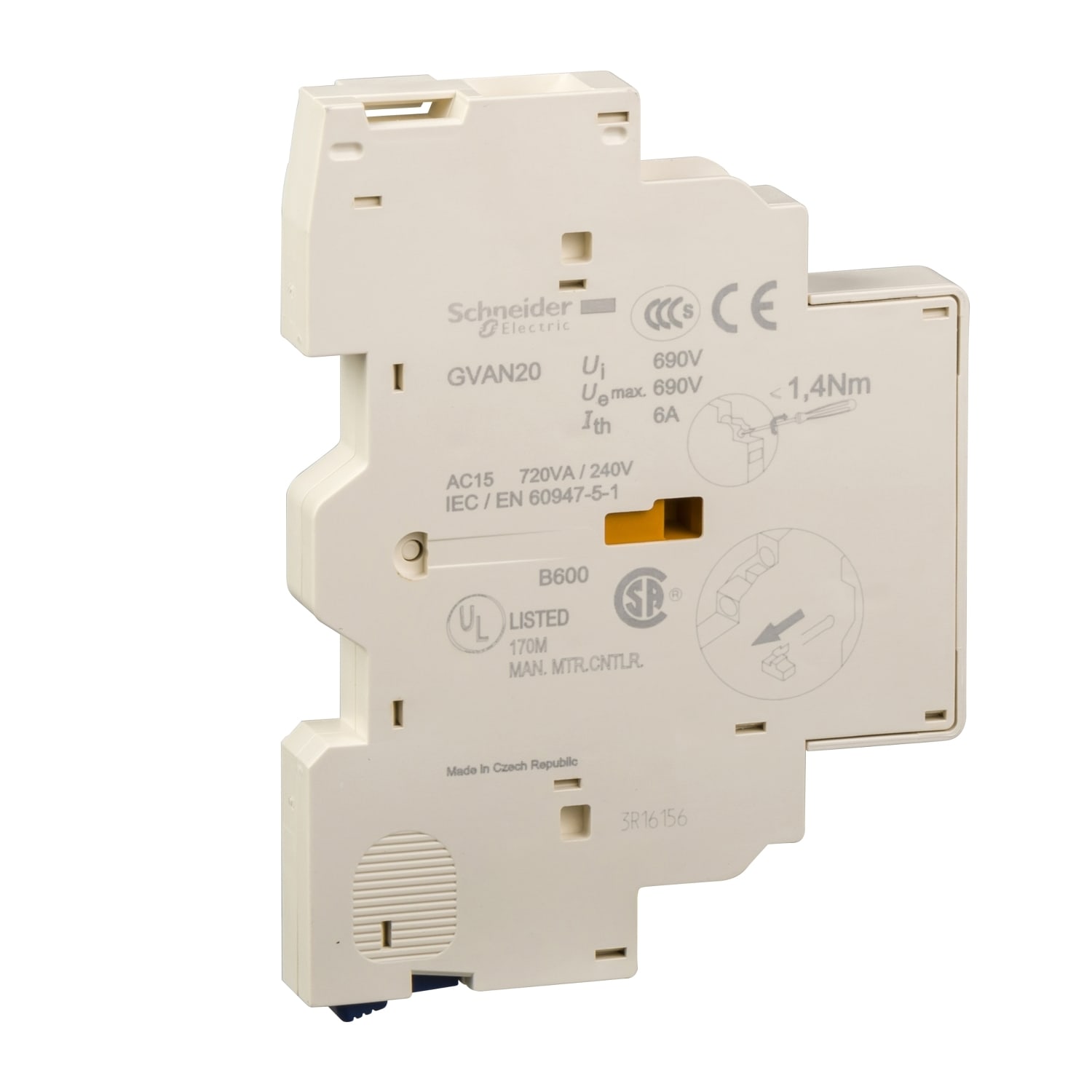 SCHNEIDER ELECTRIC - SNRGVAN20 CONT AUX ISTAN LATERALE 1NO 1NO VITE