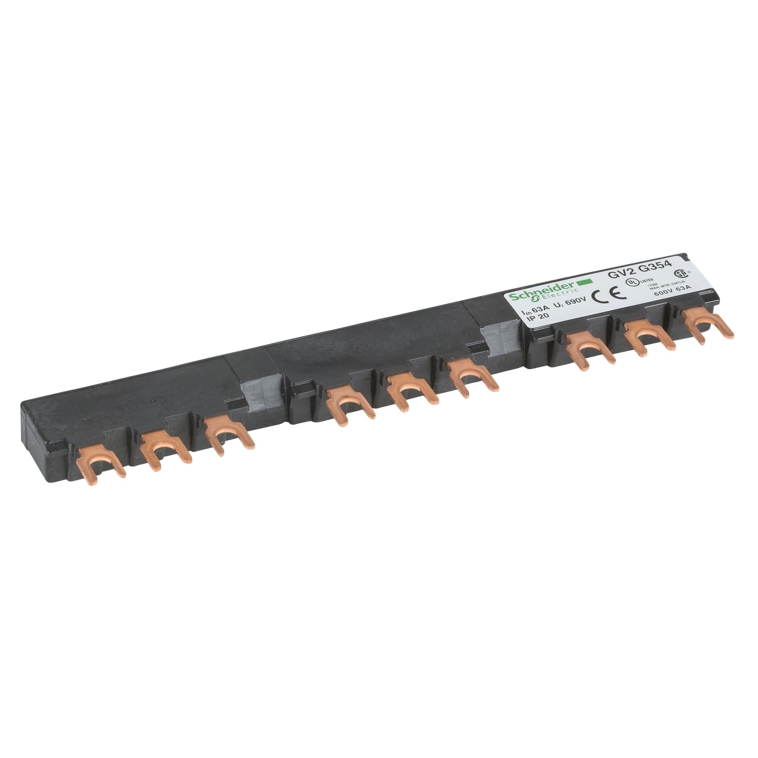 SCHNEIDER ELECTRIC - SNRGV2G354 Sbarra a 3 poli - 63 A - 3 derivazioni - Passo 54 mm