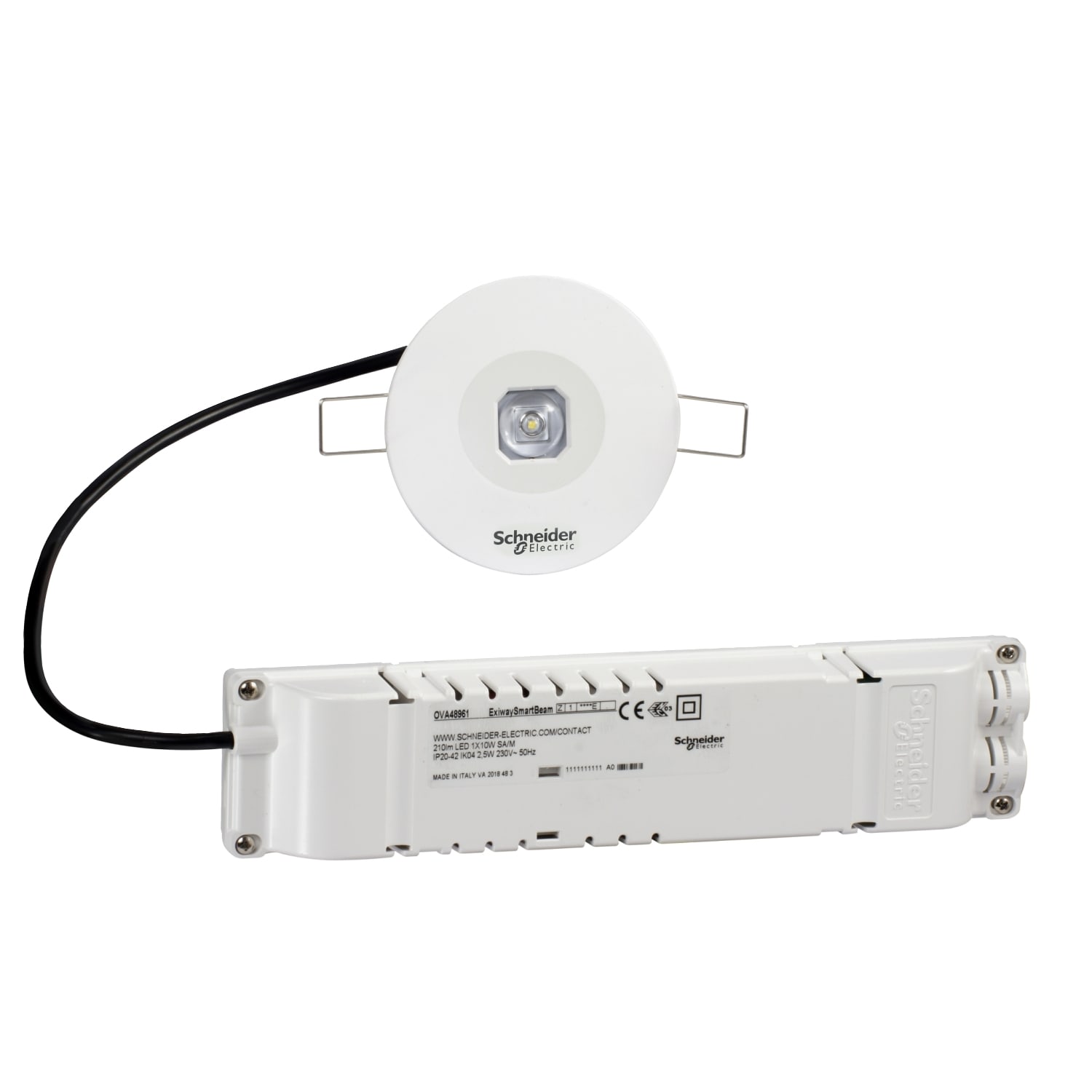 SCHNEIDER ELECTRIC - SNROVA46027 Exiway Smartbeam Incasso, IP42, da Soccorritore Control, 200lm, vie di esodo, illuminazione di sicurezza