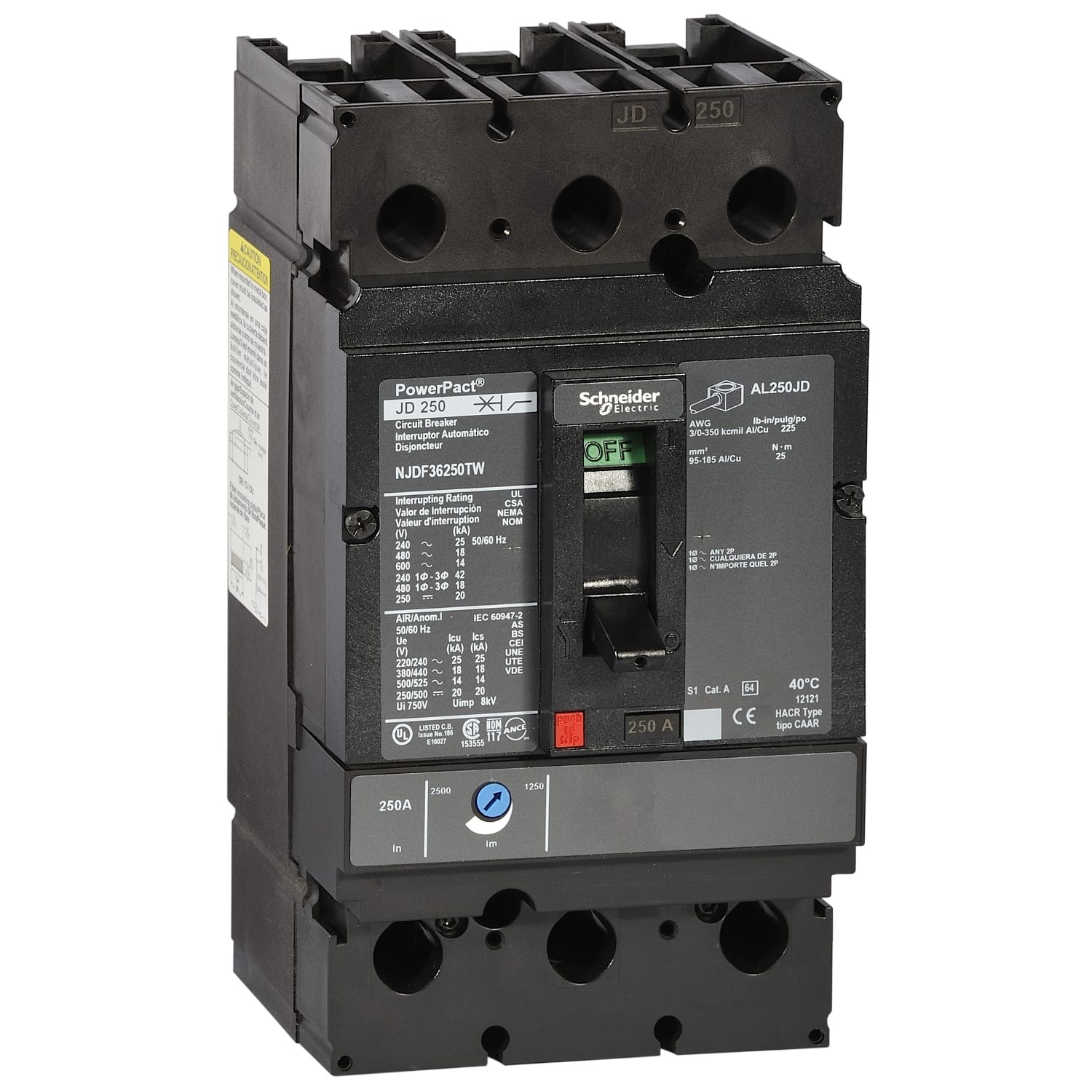SCHNEIDER ELECTRIC - SNRNJJF36250TW J-FRAME 250A 65KA 3P TM250