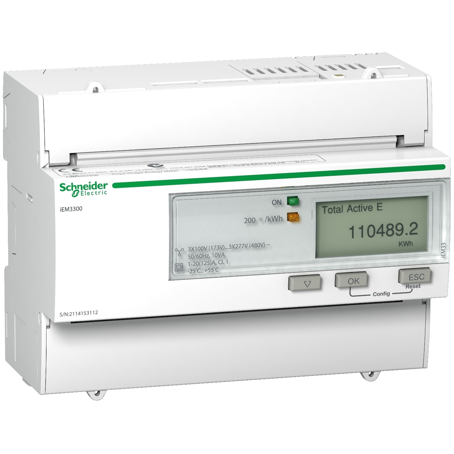 SCHNEIDER ELECTRIC - SNRA9MEM3300 Contatore energia iEM3300 - 3P+N - inserzione diretta 125A - reset