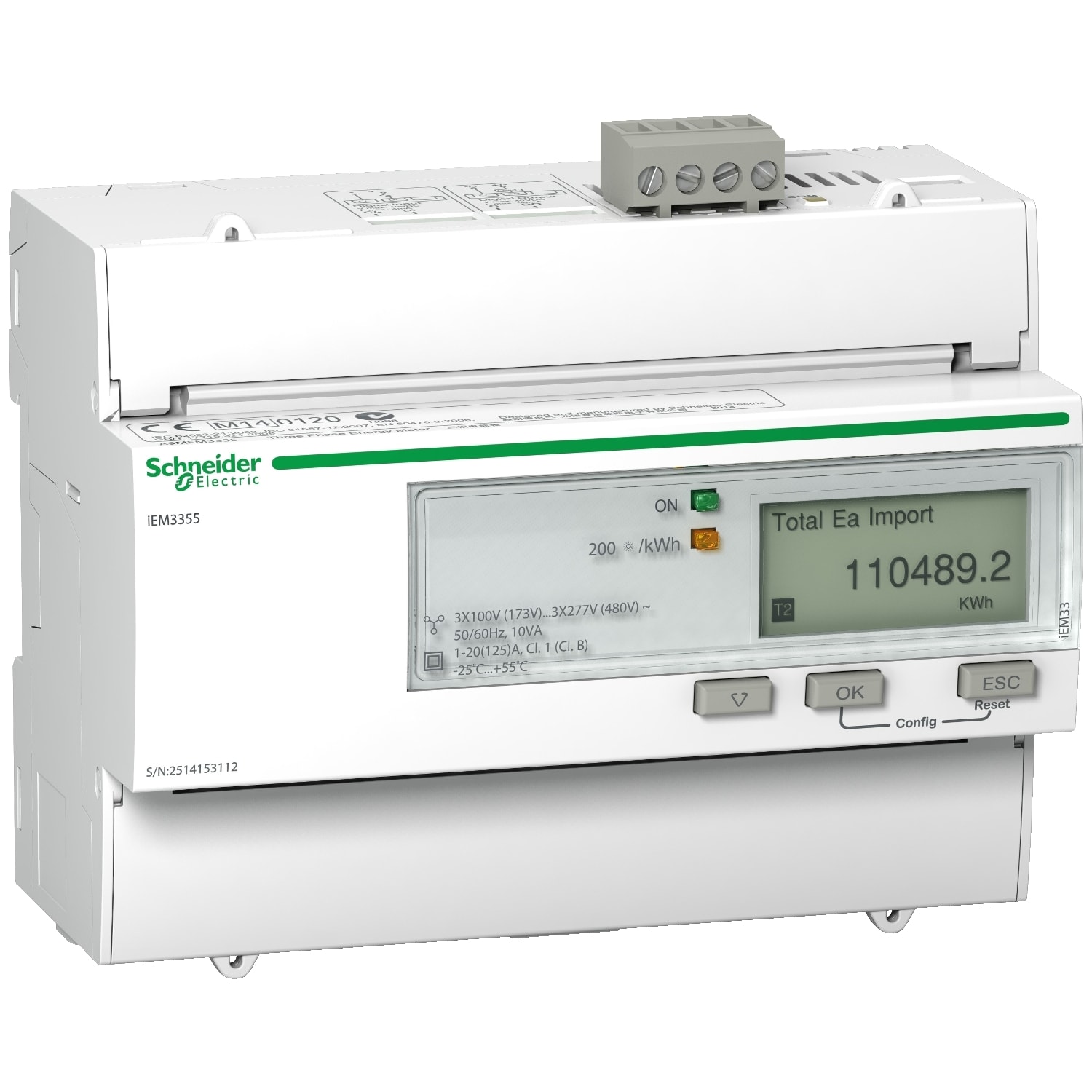 SCHNEIDER ELECTRIC - SNRA9MEM3355 IEM3355 3P+N INS.DIR.125A,MODBUS,MID