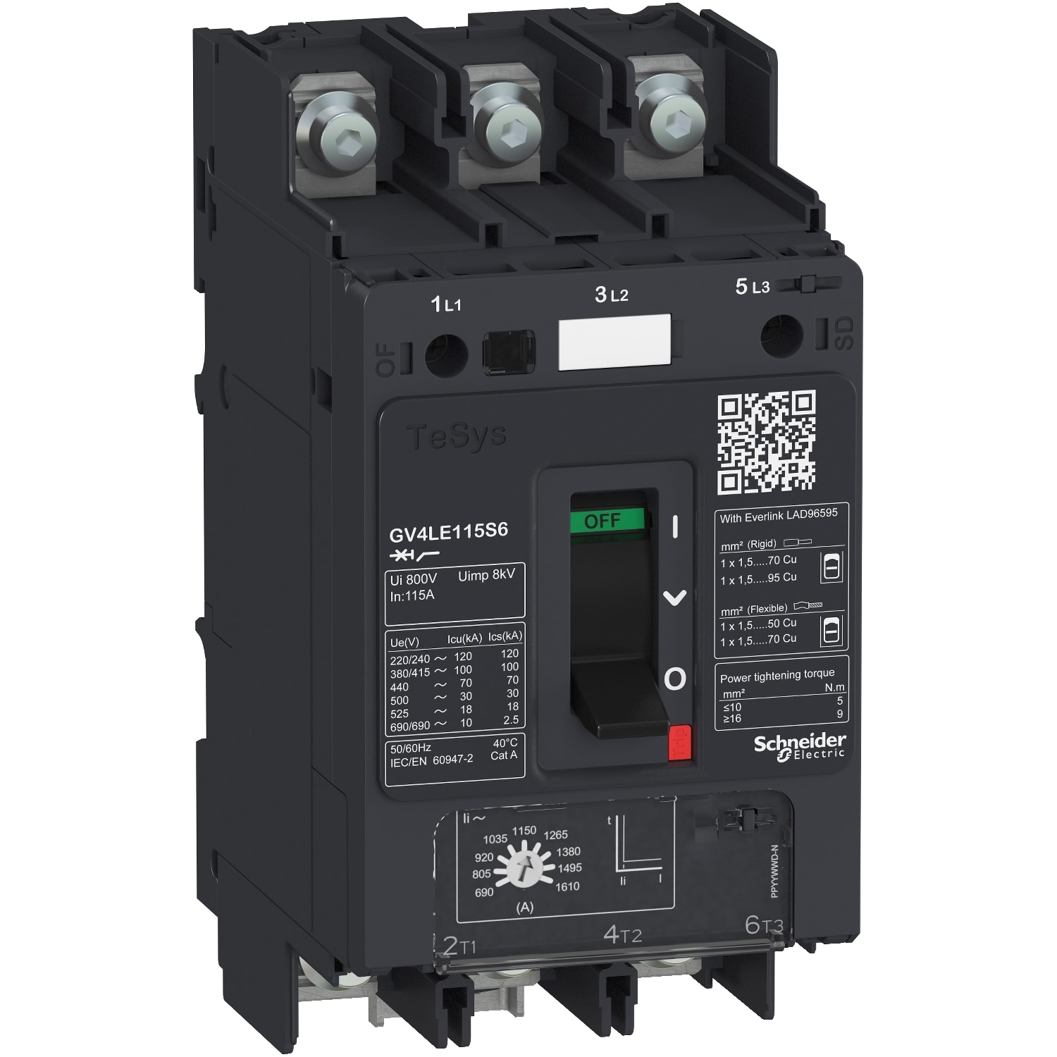 SCHNEIDER ELECTRIC - SNRGV4LE25S6 Interruttore salvamotore magnetico 25A 100kA capic.