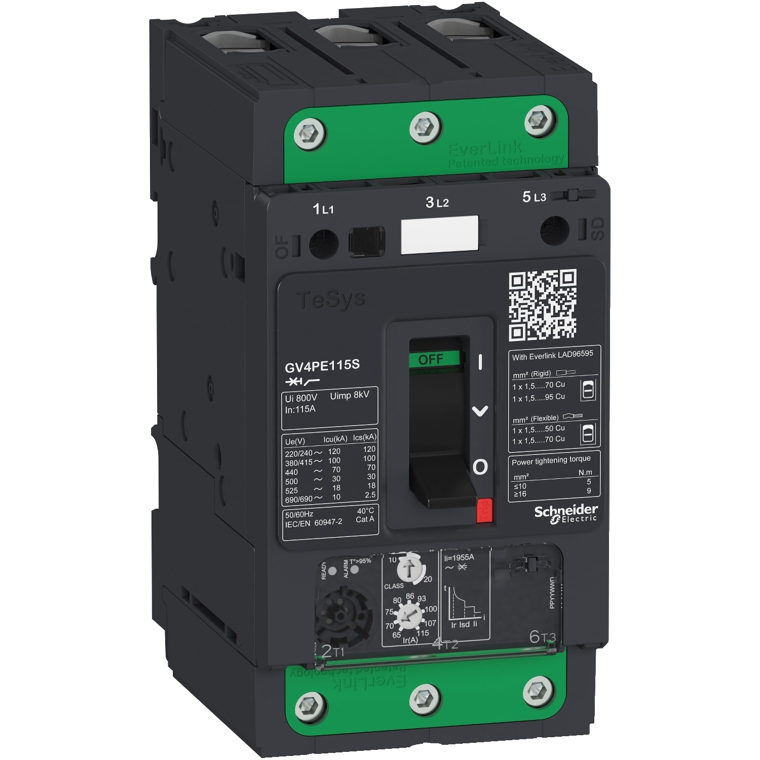 SCHNEIDER ELECTRIC - SNRGV4PE115B Interruttore salvamotore magnetotermico 115A 25kA Everlink