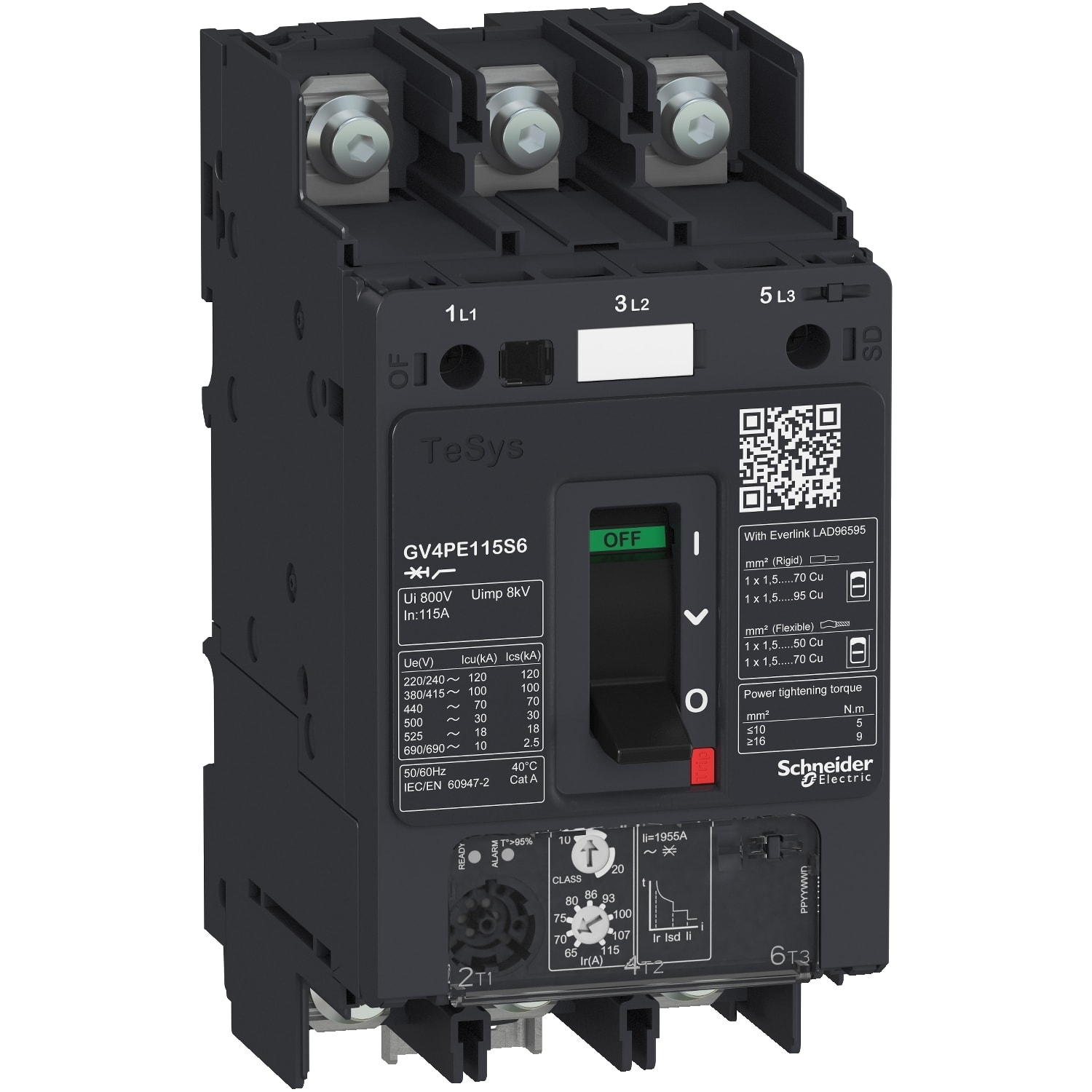 SCHNEIDER ELECTRIC - SNRGV4PE115N6 Interruttore salvamotore magnetotermico 115A 50kA capic.
