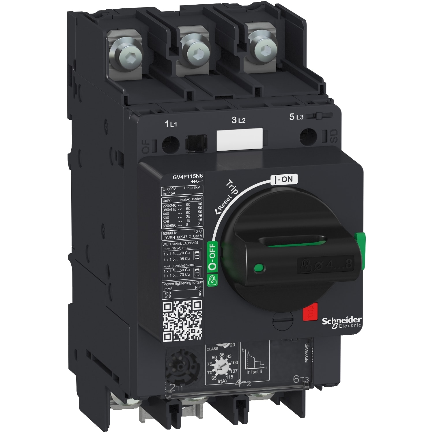 SCHNEIDER ELECTRIC - SNRGV4P115B6 Interruttore salvamotore magnetotermico 115A 25kA capic.