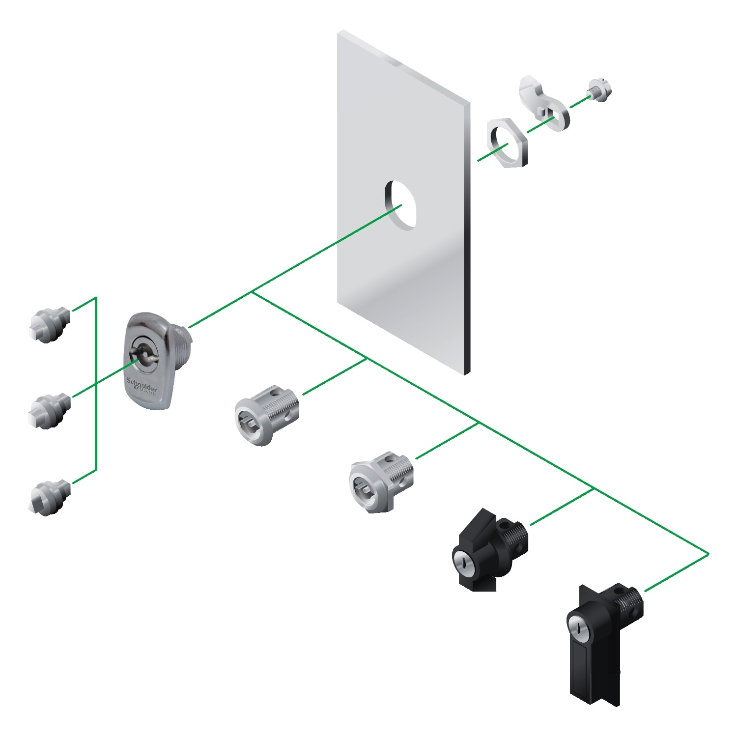 SCHNEIDER ELECTRIC - SNRNSYSTDCXH SERRATURA INOX DOPPIA BARRA 3 MM