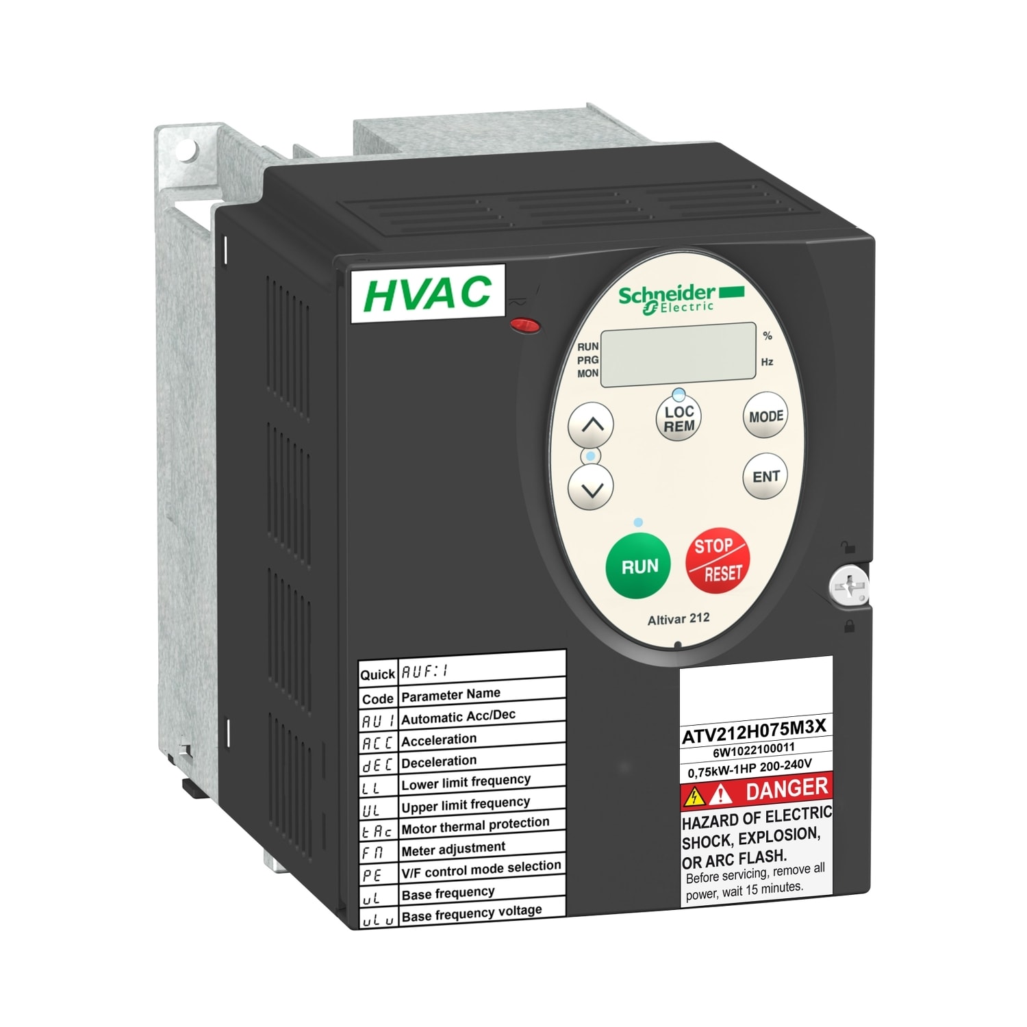 SCHNEIDER ELECTRIC - SNRATV212H075N4 ATV212 0,75KW 1HP 480V TRI CEM IP20
