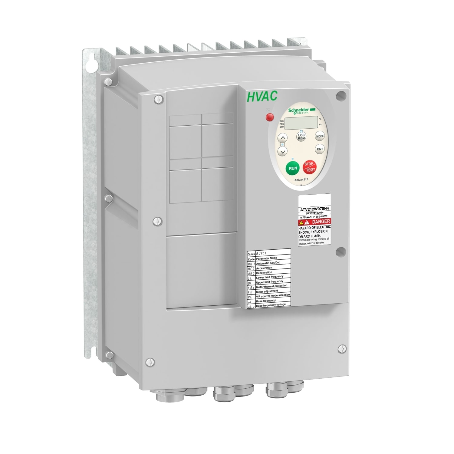 SCHNEIDER ELECTRIC - SNRATV212W075N4 Variatore di velocità ATV212 - 0,75 kW - 1 HP - 480 V - 3ph - EMC cl.C2 - IP55