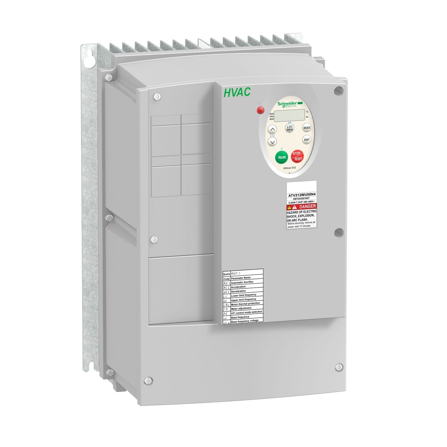 SCHNEIDER ELECTRIC - SNRATV212WU55N4 Variatore di velocità ATV212 - 5,5 kW - 7,5 HP - 480 V - 3ph - EMC cl.C2 - IP55