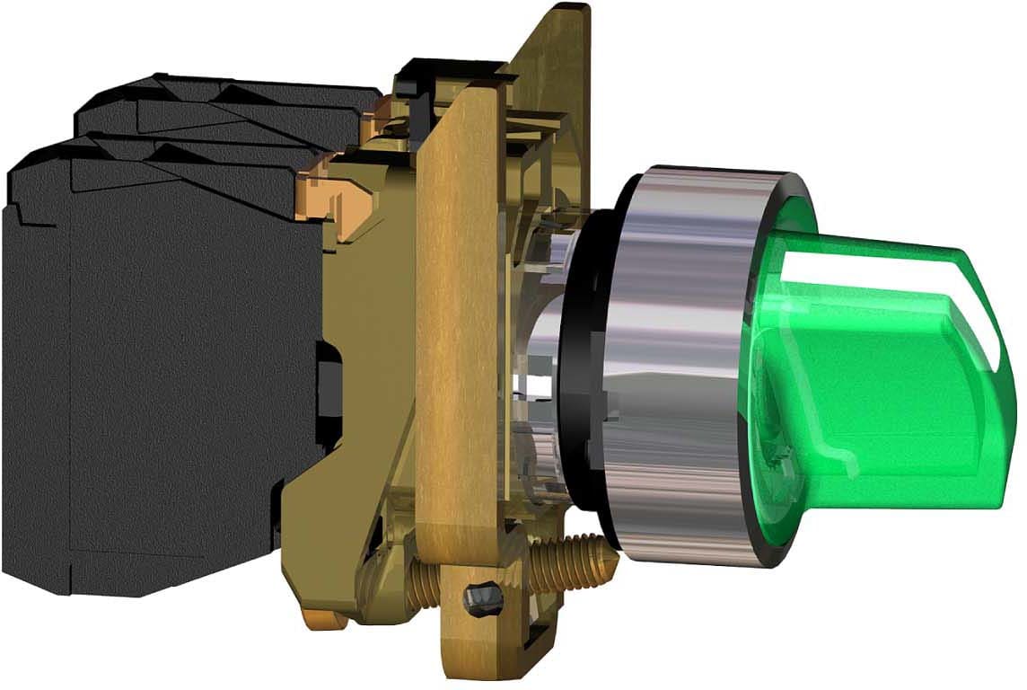 SCHNEIDER ELECTRIC - SNRXB4BK133G5 SELETTORE LUM. VERDE 3 POS.120VAC NC+NO