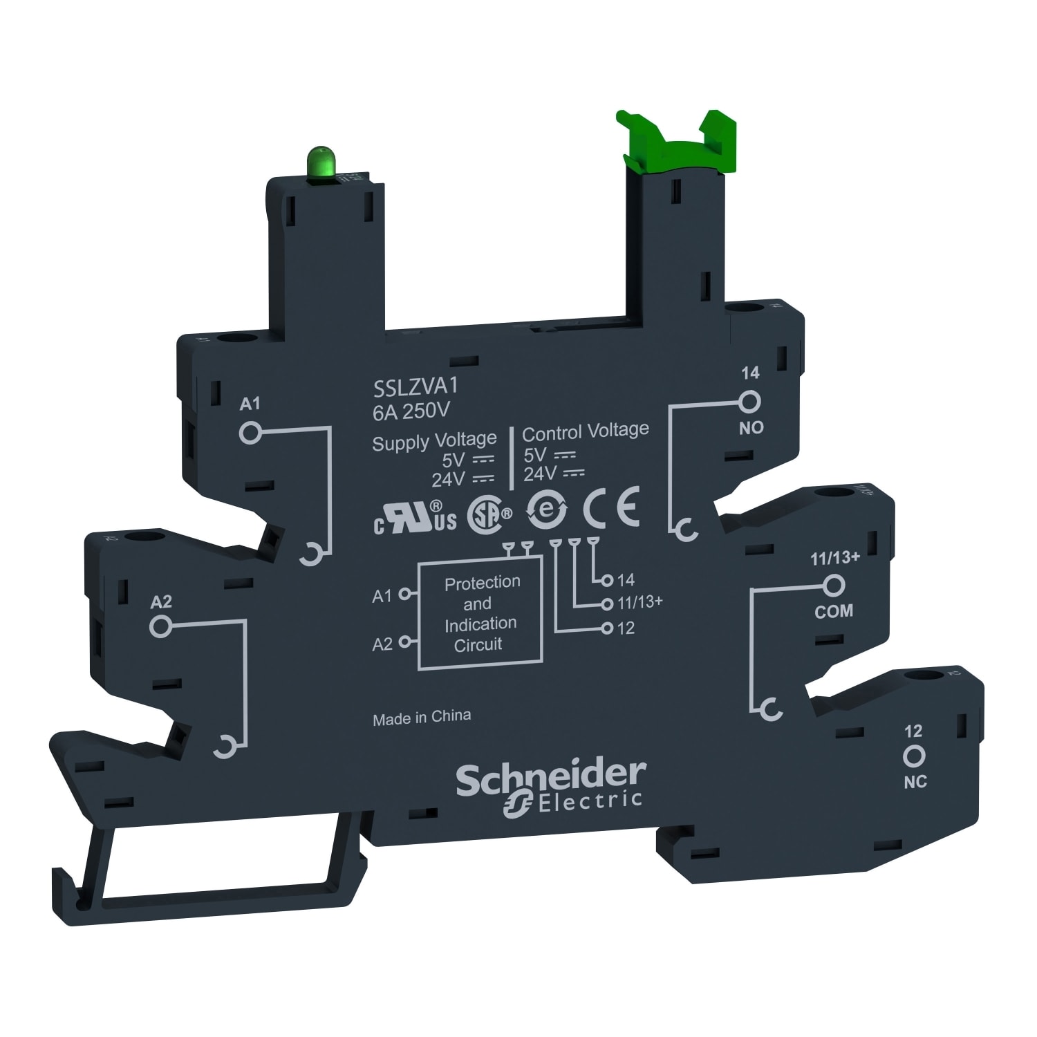 SCHNEIDER ELECTRIC - SNRSSLZRA1 Base SSL - 6 A - 5/24 VDC - morsetto a molla - per relè SSL