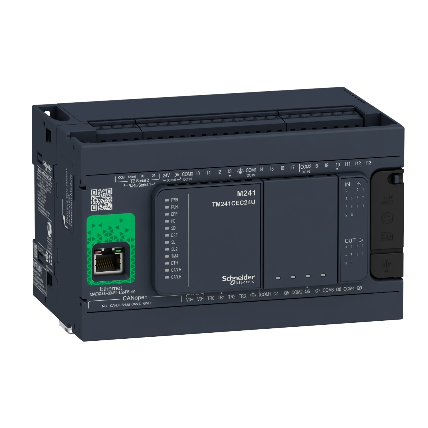 SCHNEIDER ELECTRIC - SNRTM241CEC24R CONTROLLORE M241 24 I/O RELE ETH CANMA