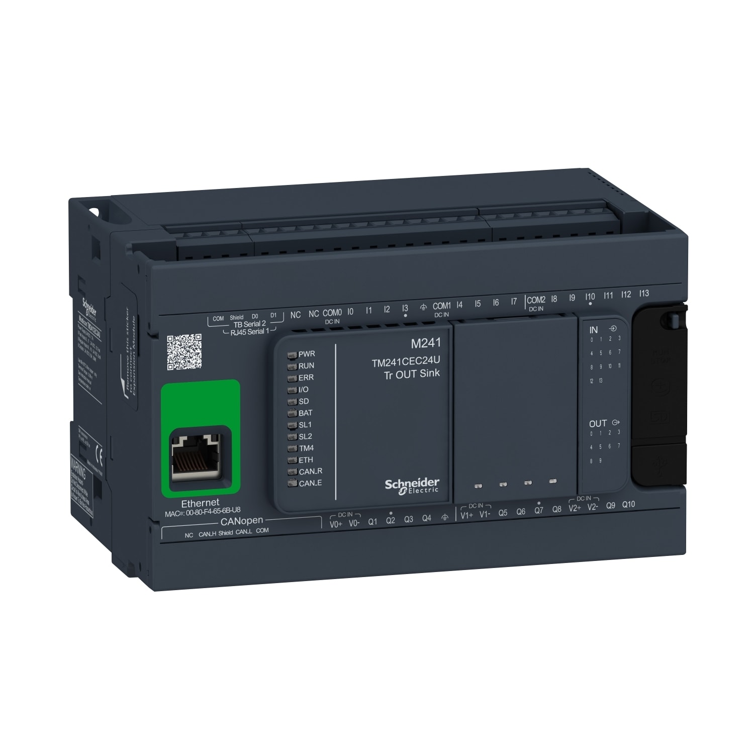 SCHNEIDER ELECTRIC - SNRTM241CEC24U Controllore M241 24 I/O transistor NPN, Ethernet, CAN master