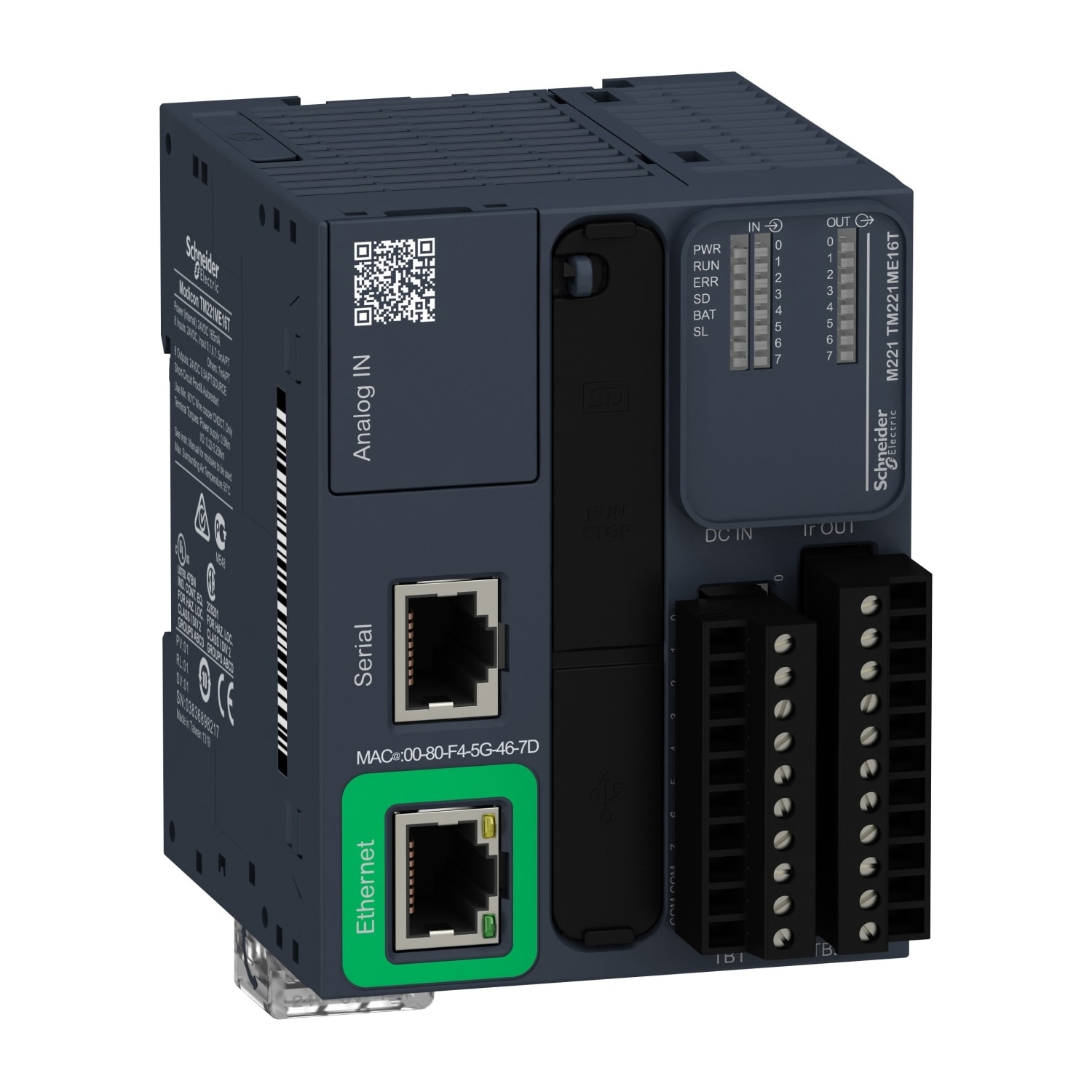 SCHNEIDER ELECTRIC - SNRTM221ME16T Controllore M221 16 I/O transistor PNP, Ethernet