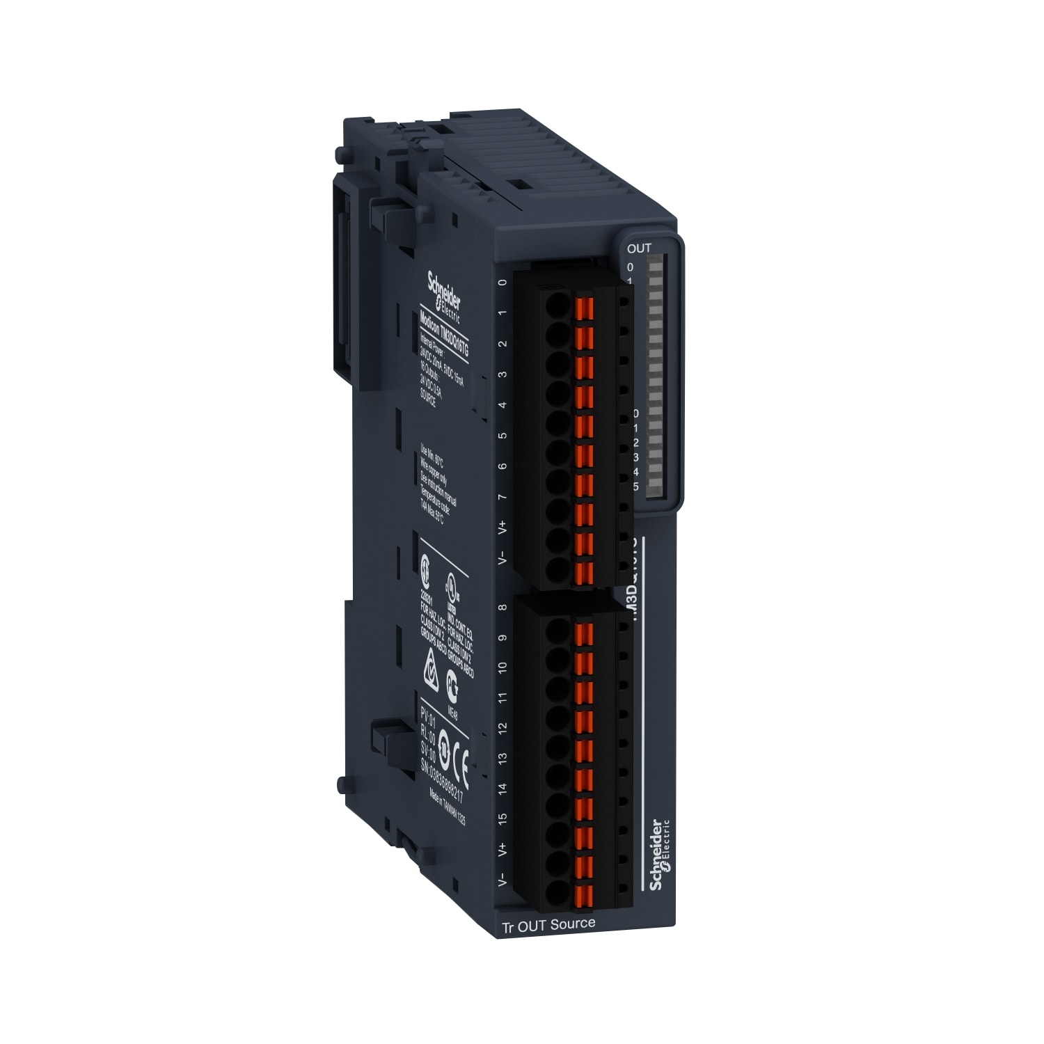 SCHNEIDER ELECTRIC - SNRTM3DQ16TG Modulo TM3 - 16 output transistor PNP, molla