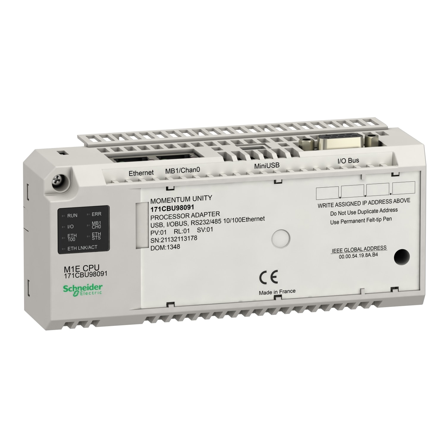 SCHNEIDER ELECTRIC - SNR171CBU98091 PROCESSORE UNITY M1EGD ETHUSB I/O