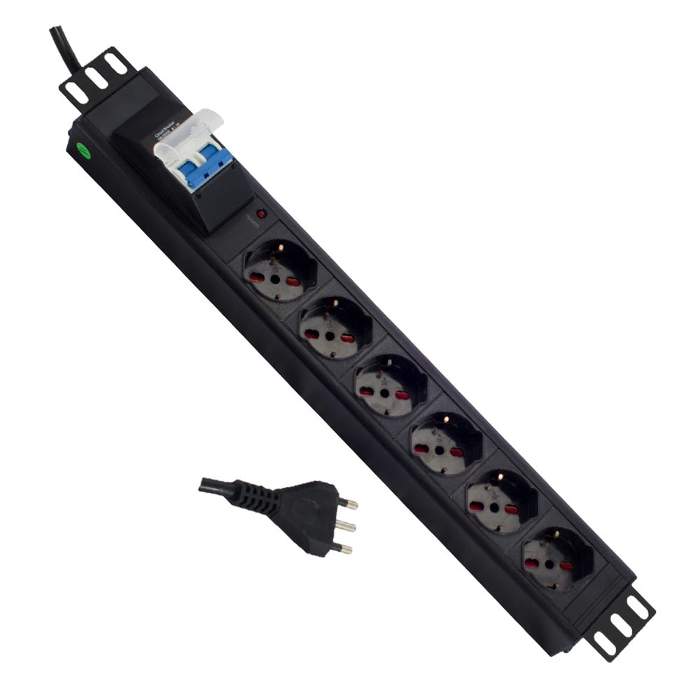 LINK4COM SRLS - LK4PS6PM-A 6 prese 19 1,5U MT 16A 230V cavo 3m