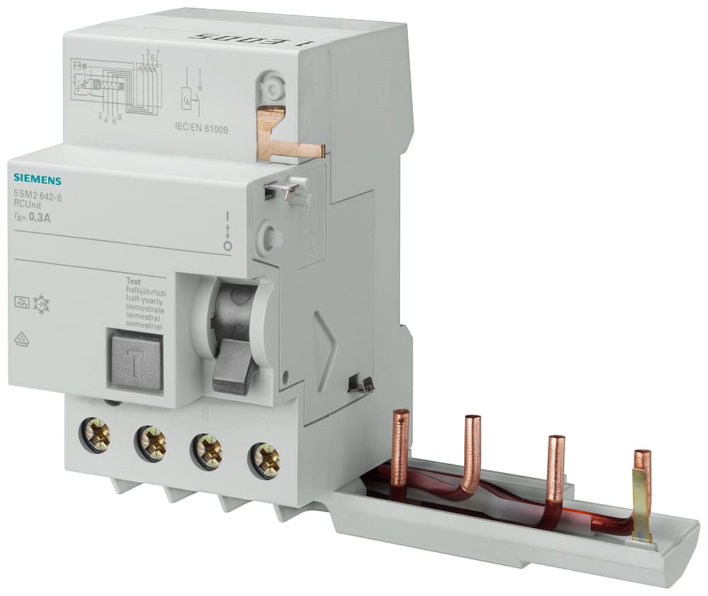 SIEMENS - SIE5SM23426 Blocco differenziale, a 4 poli, tipo A, In: 40 A, 30 mA, Un AC: 400 V, per 5SY