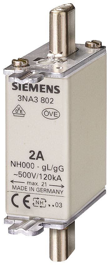 SIEMENS - SIE3NA3814 Cartuccia fusibile NH, NH000, In: 35 A, gG, Un AC: 500 V, Un DC: 250 V