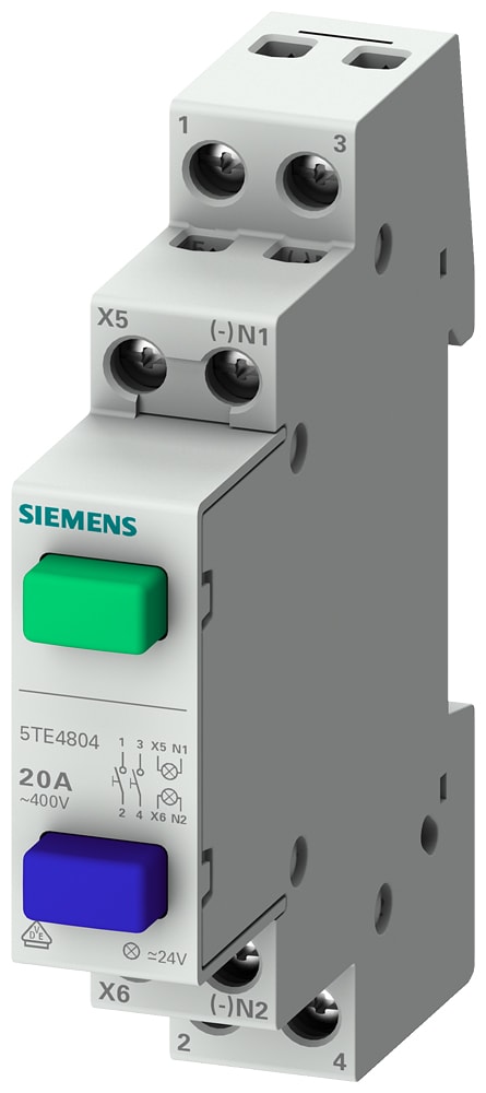 SIEMENS - SIE5TE4800 Pulsante, 1NO/1NC 20 A 1 tasto grigio senza funzione di blocco permanente