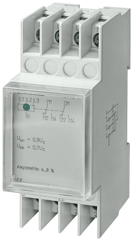 SIEMENS - SIE5TT3406 Relè di tensione T5570 AC 230/400 V 2CO 0,7/0,95, asimmetria, con calotta trasparente