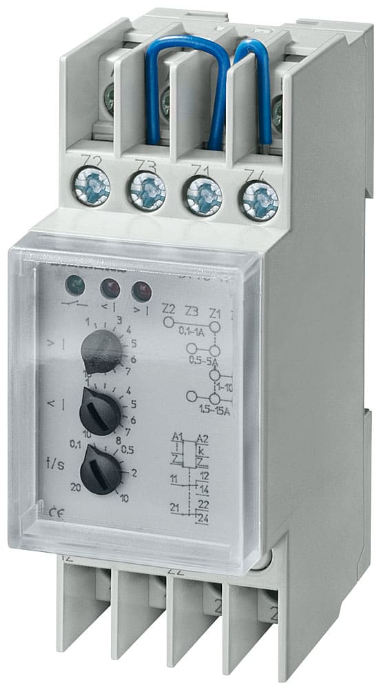 SIEMENS - SIE5TT6115 Relè di sottocorrente/sovracorrente T5570, AC 230 V 1/5/10/15 A monofase, con calotta trasparente