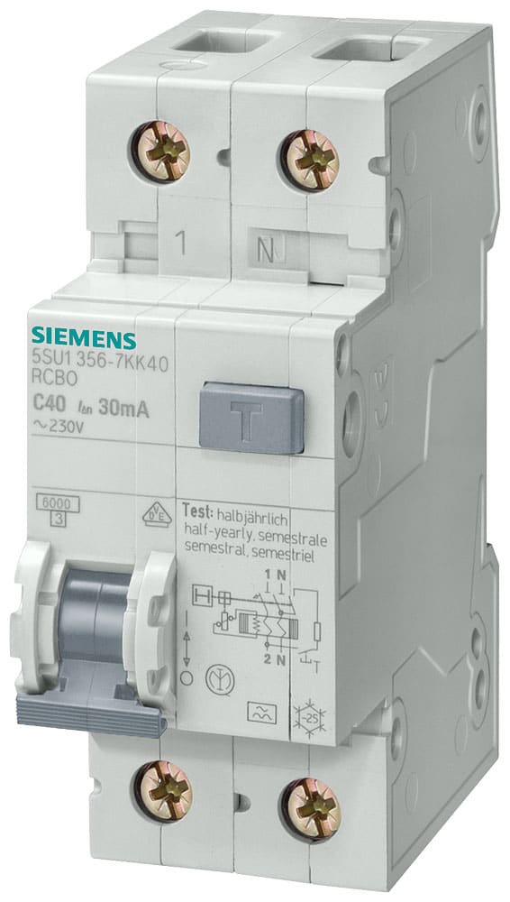 SIEMENS - SIE5SU13561KK06 MTD 6KA 25KA 1P+N C6 TIPO AC30MA