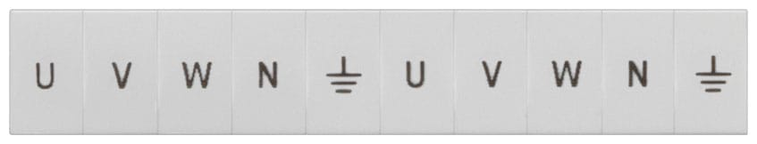 SIEMENS - SIE8WH81203AA25 Targhetta di siglatura, frontale, con U, V,W, N, verticale, larghezza del morsetto: 6,2 mm