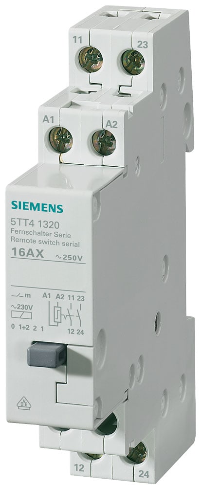 SIEMENS - SIE5TT41320 Interruttore con comando a distanza con 2 contatti NO, con collegamento in serie contatto per AC 230 V, 400 V 16 A