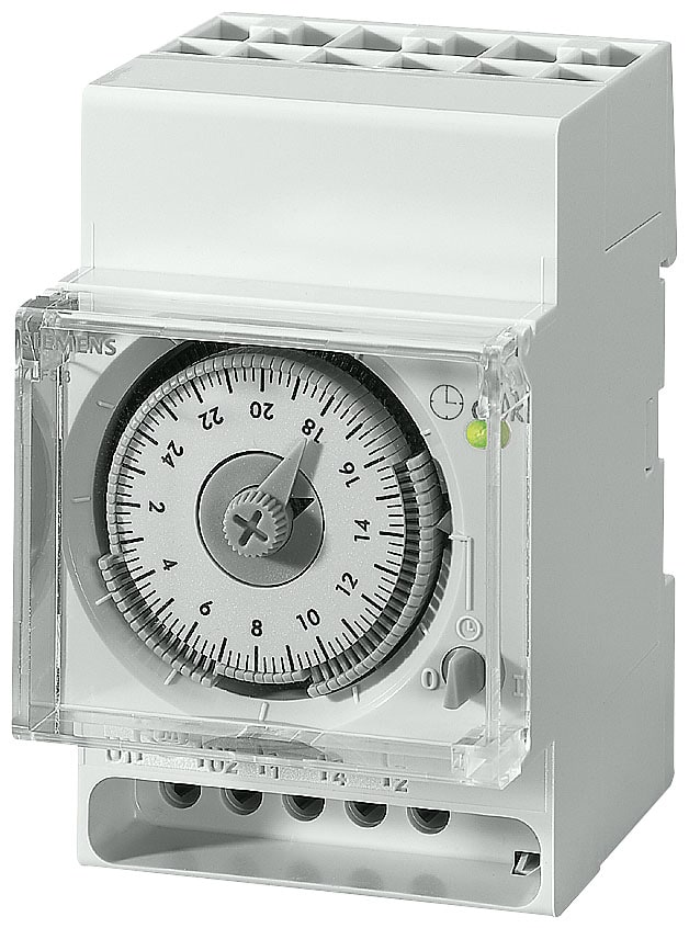 SIEMENS - SIE7LF53014 Orologio interruttore al quarzo, giorno, 1 contatto CO, 230 V/50 ... 60 Hz, 3UM, commutazione automatica ora solare/legale